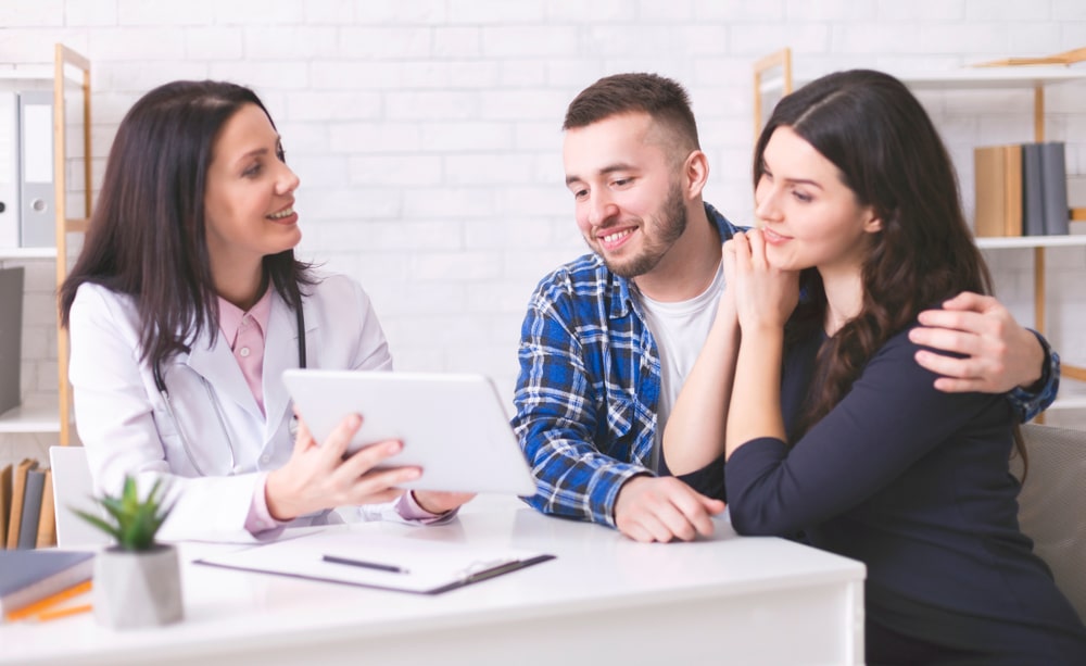 Male infertility treatment discussion with patient and partner